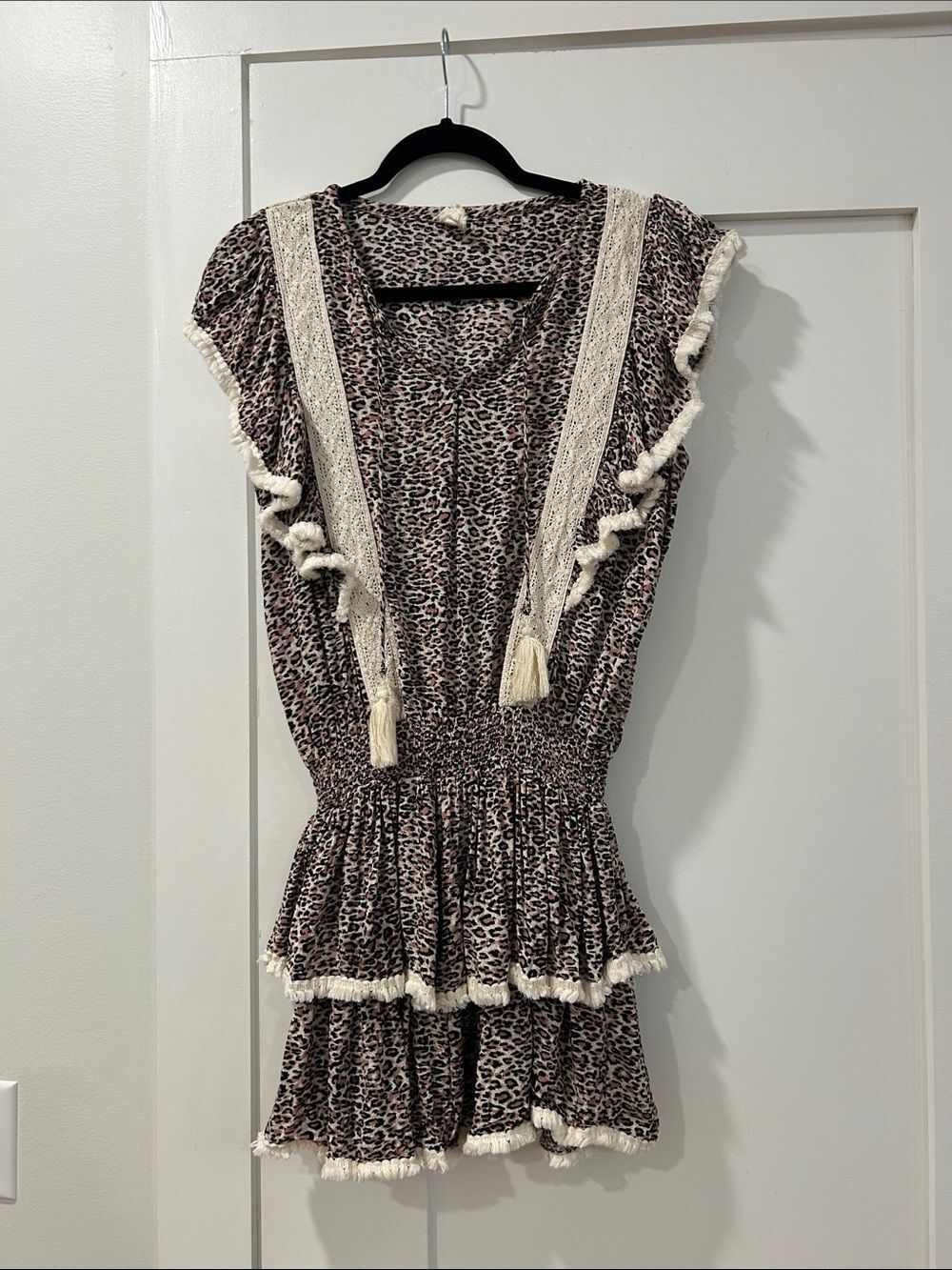 Surf Gypsy Leopard Print Cover Up Dress, Size Large